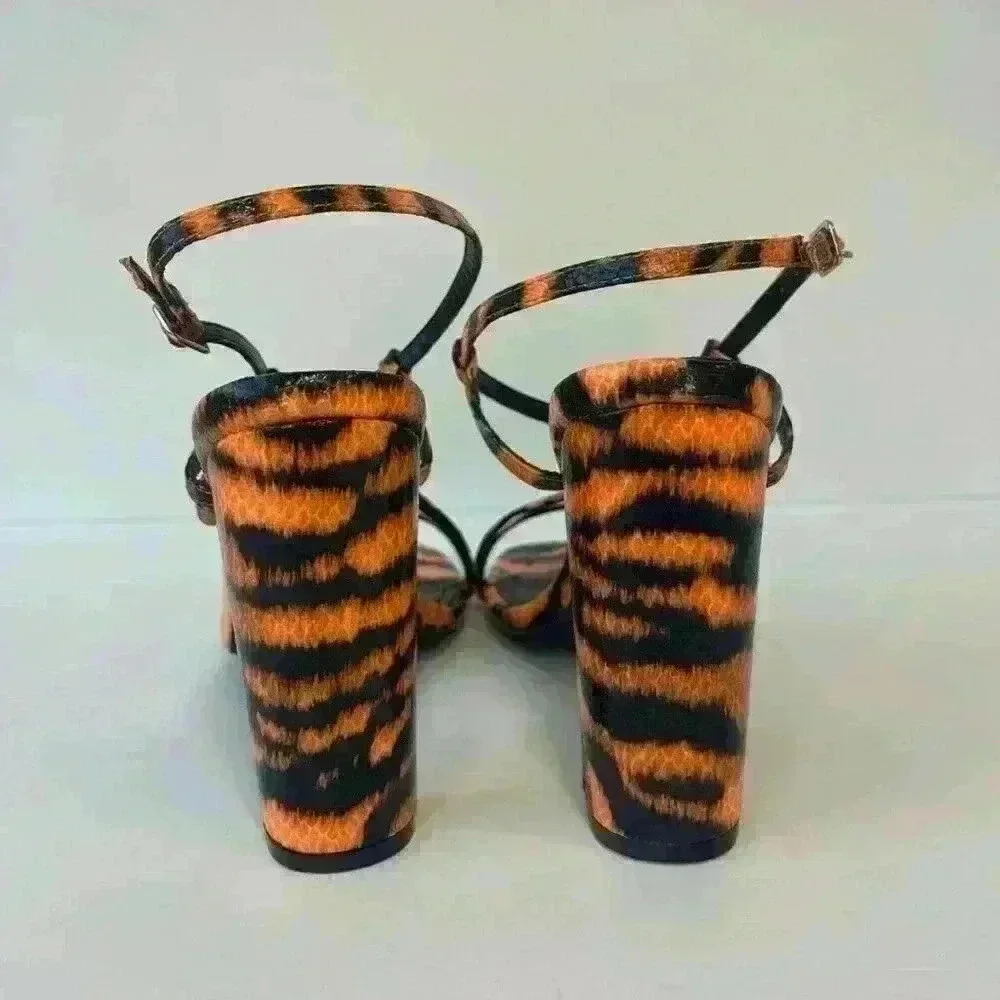 Orange & Black /High Heels Sandals/ Size Us 7